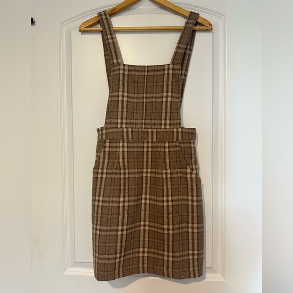 Plaid to Be Yours Beige and Brown Plaid Pinafore Mini Dress - Picture 7 of 8